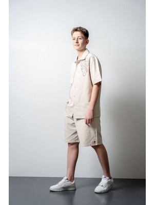 Loco Loco 09-14 Yaş Erkek Çocuk Şortlu Takım - Bej