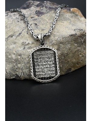Prestige Gümüş Ayetel Kürsi Yazılı 925 Ayar Gümüş Kolye Kral Zincir 2mm 902428