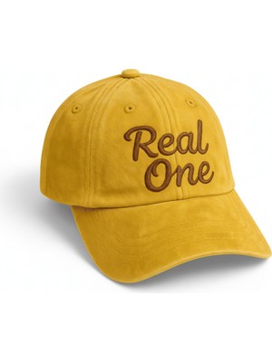 Tesbihname Isme Özel Nakışlı Sarı Vintage Stil Eskitme Kumaş Ayarlanabilir Unisex Beyzbol Şapkası