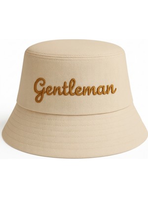 Tesbihname Isme Özel Nakışlı Unisex Krem Bucket Şapka