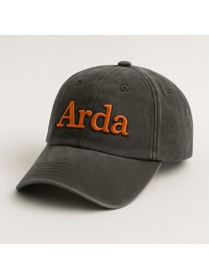 Tesbihname Isme Özel Nakışlı Siyah Vintage Stil Eskitme Kumaş Ayarlanabilir Unisex Beyzbol Şapkası