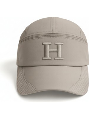 Tesbihname Isme Özel Harf Nakışlı Gri Mikro Kumaş Ayarlanabilir Unisex Tenis Şapkası