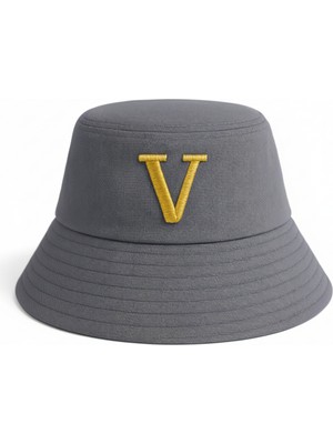 Tesbihname Isme Özel Harf Nakışlı Unisex Mavi Bucket Şapka