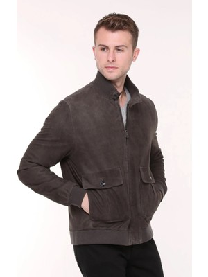 Kende Kolej Hakiki Deri Antrasit Erkek Süet Ceket %100 Deri Casual Stil Rahat Kullanım