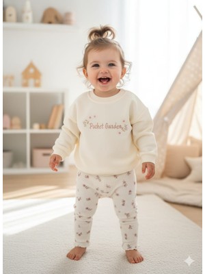 Necix's Laura Baby Çiçek Desenli Kız Bebek Çocuk Alt Üst Taytlı Takım