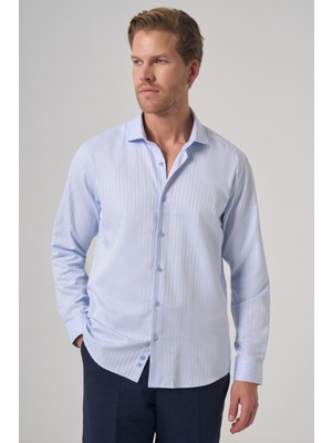 Morven  Erkek A. Mavi Trend Slim Fit Italyan Yaka Gömlek