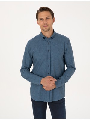 Pierre Cardin Erkek Mavi Slim Fit Uzun Kollu Gömlek 50311562-VR036