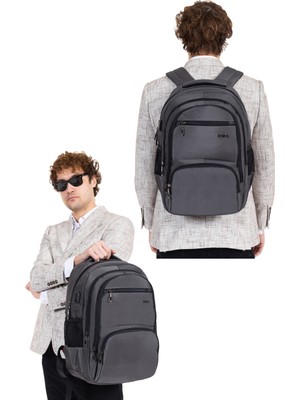 Dada Erkek Sırt Çantası Okul Iş Günlük Kullanım USB Girişli Ortopedik Sırt ve Omuz Askısı 14-15,6 Inç