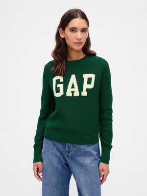 Gap Kadın Yeşil Gap Logo Intarsia Kazak