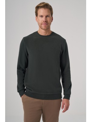 Morven  Erkek Haki Trend Bisiklet Yaka Sweatshirt