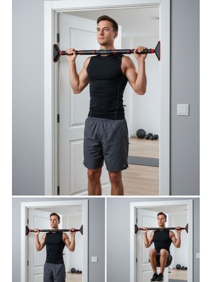 Triathlon T-242 Denge Ayarlı Barfiks Barı / Ayarlanabilir 90-120 cm / Kapı Koridor / Barfix Aleti / Yeni Nesil