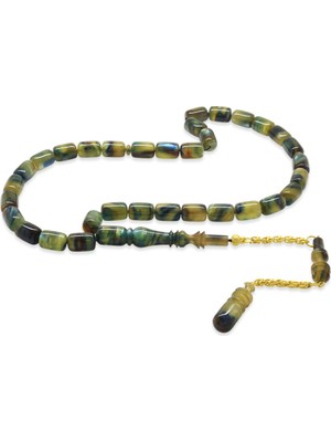 Tesbihname Altın Renk 925 Ayar Gümüş Püsküllü Imamesı Usta Işçilikli Kapsül Kesim Şeffaf Bonibon Katalin Tesbih