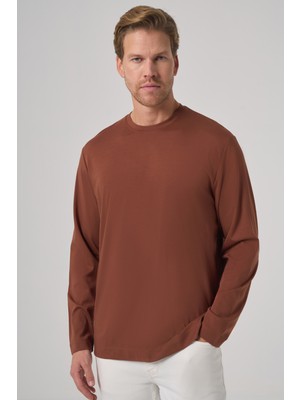 Morven  Erkek Kiremit Trend Bisiklet Yaka Rayon Sweatshirt