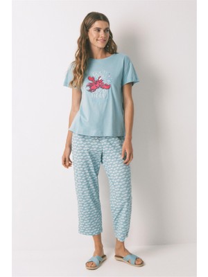 Women Secret Çizgi Desenli Pamuklu Pijamam Takımı