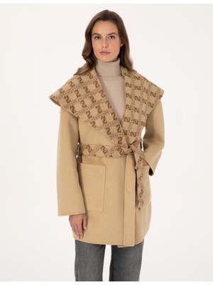 Pierre Cardin Kadın Bej Comfort Fit Kaşe Kaban 50314281-VR011