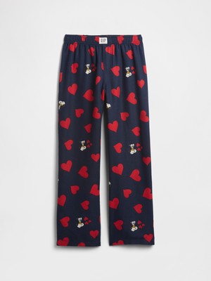 Gap Kız Çocuk Lacivert Peanuts %100 Recycled Flannel Pijama Altı