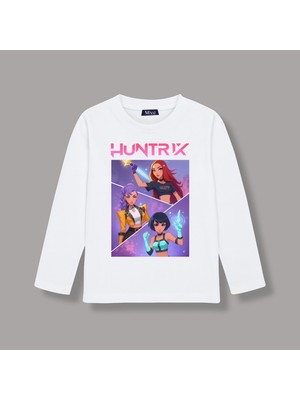 Mixxi Fashion Kpop Demon Hunters Huntrix  Uzun Kollu Baskılı Kız Çocuk Tişört (4-13 Yaş)