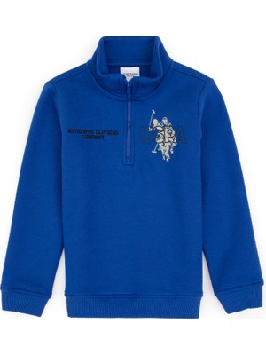 U.S. Polo Assn. Erkek Çocuk Mavi Şardonlu Yarım Fermuarlı Sweatshirt 50315815-VR212