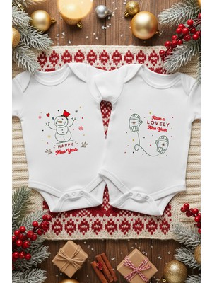 Messido 2'li Yılbaşı Temalı Baskılı Bebek Body Seti (%100 Pamuk)