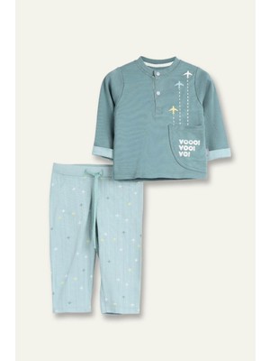 Zeyland Erkek Bebek Cepli T-Shirt ve Tek Alt Ikili Takım - Mint