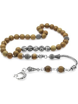 Tesbihname Kararmaz Metal Püsküllü Küre Kesim Isme Özel Yazılı Jasper Doğaltaş Tesbih