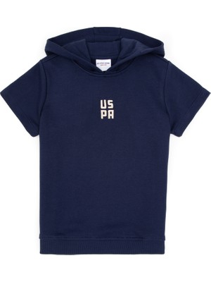 U.S. Polo Assn. Erkek Çocuk Lacivert Kısa Kollu Kapüşonlu Sweatshirt 50325170-VR033