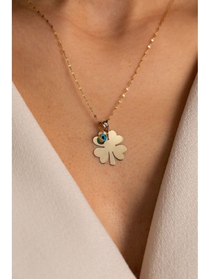 Yavuz Kuyumculuk 14 Ayar Altın Ince Italyan Aynalı Yonca Kolye