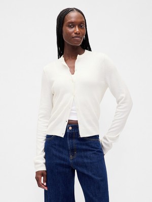 Gap Kadın Kırık Beyaz Cashsoft Crop Hırka