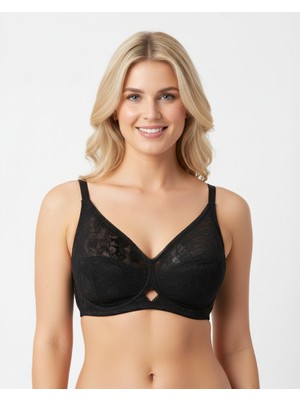 Bonbon Kadın Dantelli Toparlayıcı Siyah Renk Sütyen BB2080