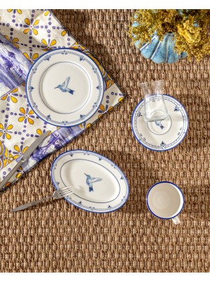 Madame Coco Oiseau 2 Kişilik 10 Parça Ikram Yemek Seti - Mavi/beyaz