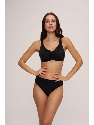 Pierre Cardin Astarlı Kalın Askılı Yüksek Bel Bikini Takımıı Siyah