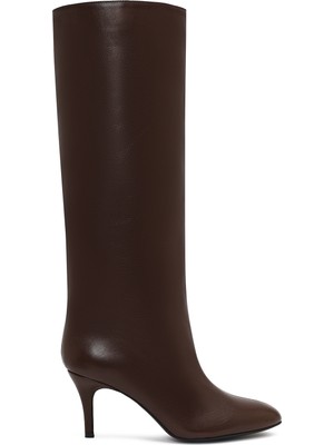 Derimod Kadın Kahverengi İnce Topuklu Deri Çizme 25WFD141618