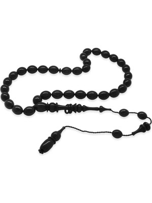 Tesbihname Sistemli Her Bir Tanesi Usta Işçilikli Halka Imameli Beyzi Kesim Sedefli Siyah Katalin Tesbih