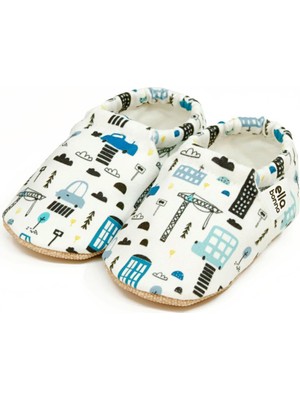 Ella Bonna Desenli Bebek Patiği Kaydırmaz Taban ile Organik Pamuk Ev Kreş Ayakkabısı