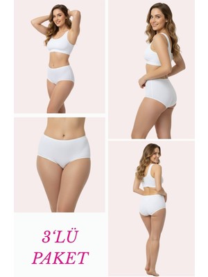 New Lilla 1018 Kadın Klasik Kesim Pamuklu Düz Bato Külot 3\'lü Paket