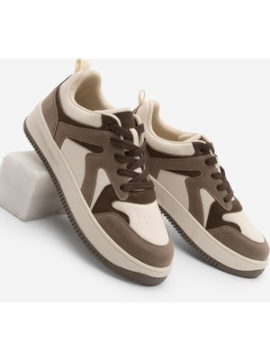 Marjin Kadın Sneaker Yüksek Taban Spor Ayakkabı Aryan Vizon