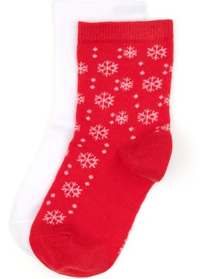 U.S. Polo Assn. Kız Çocuk Kırmızı Yılbaşı Temalı 2'liSoket Çorap 50318071-VR030