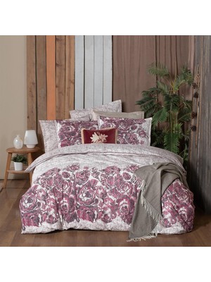 Sarev Elfida King Size (Battal Boy) %100 Pamuk Flanel (Pazen) Nevresim Takımı Pembe