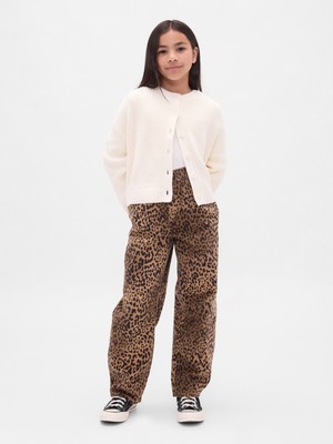 Gap Kız Çocuk Kahverengi High-Rise Easy Barrel Jean Pantolon