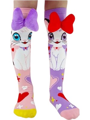 Kostümix Prenses Figürlü Kurdeleli Diz Altı Çorap