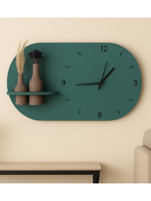 Nera Tasarım Modern Tasarım Raflı Nera Duvar Saati 60X35