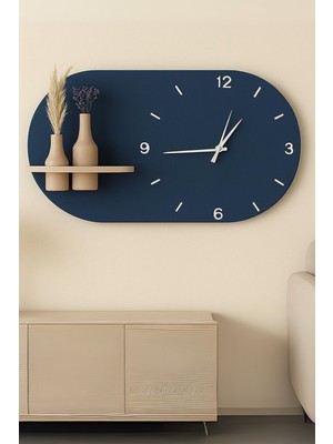Nera Tasarım Modern Tasarım Raflı Nera Duvar Saati 60X35