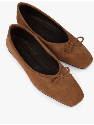 Shoeberry Kadın Lovia Taba Süet Fiyonklu Babet