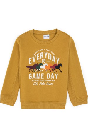 U.S. Polo Assn. Erkek Çocuk Hardal Şardonlu Bisiklet Yaka Sweatshirt 50316406-VR151
