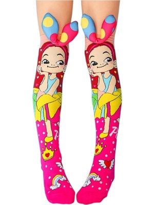 Kostümix Prenses Figürlü Kurdeleli Diz Altı Çorap