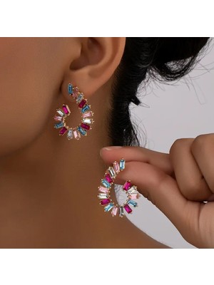 Set.up Komple Taşlı Renkli Küpe