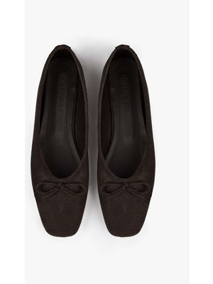 Shoeberry Kadın Lovia Acı Kahve Süet Fiyonklu Babet