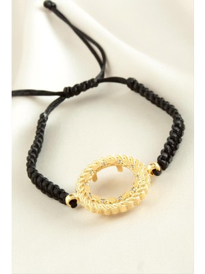 Artsviva  Çeyrek Altın Koyulabilir Makrome Örgülü Bileklik