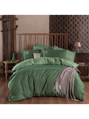 Sarev Ederlezi Tek Kişilik %100 Pamuk Flanel (Pazen) Nevresim Takımı Yeşil