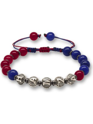 Tesbihname Isme Özel Yazılı Makrome Örgülü Küre Kesim Bordo Mavi Jade Hematit Doğaltaş Kadın Taraftar Bileklik